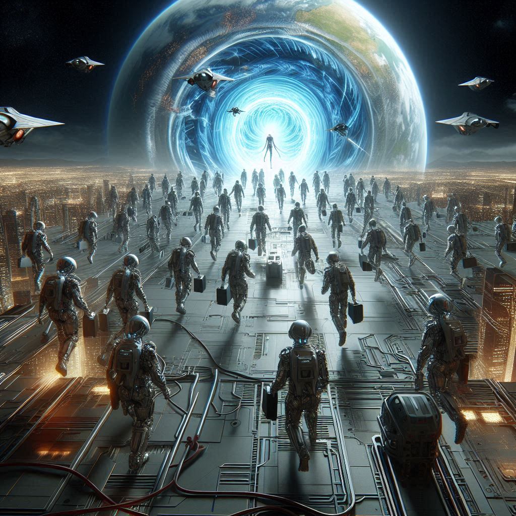 Millions of android soldiers wait to pour through a portal